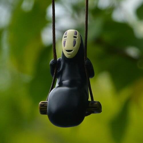 Cute Anime Car Accessories Faceless Male Cat Pendant Car Rear View Mirror Pendant Birthday Gift Car Decoration Collection Gift