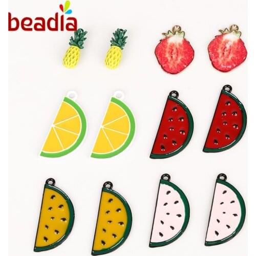 Lovely New Mixed Multi Hot Fruits Shape Zinc Alloy Enamel Beads Charm Pendant For DIY Fashion Earring Jewelry Handcraft Making