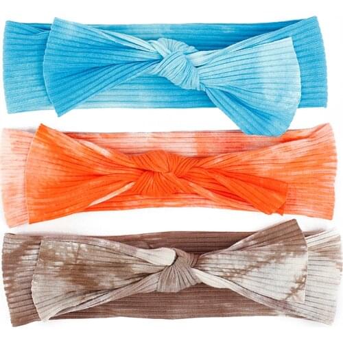 Fashion Baby Girls Big Bow Cotton headbands Kids Childs Toddler Cute Ribbed Elastic Hair band Accessories headwrap For Girls