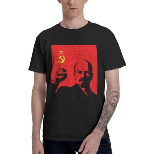 Male Vladimir Lenin T-Shirt Fashion Soviet USSR CCCP Russia Communism Marxism Socialism Tshirt Short Sleeve T Shirt Cotton Tee