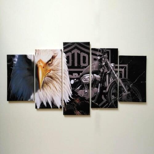 Canvas Oil Painting Modular Bird Eagle Motorcycle Decorative Pictures Modern Wall Art Canvas Artwork Living Room Wall Painting
