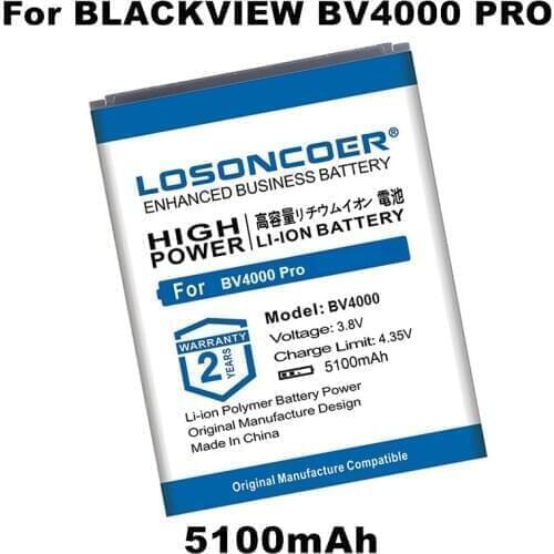 Latest Production Battery LOSONCOER 5100mAh BV4000 Batteries For Blackview BV4000 BV4000 Pro battery 4.7inch MTK6580A MTK6580A