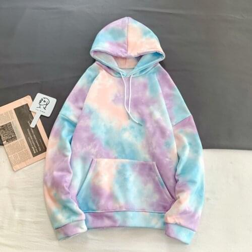 New Design Colorblock Long Sleeve Hoodie Sweatshirt Women Tie Dye Hoodie