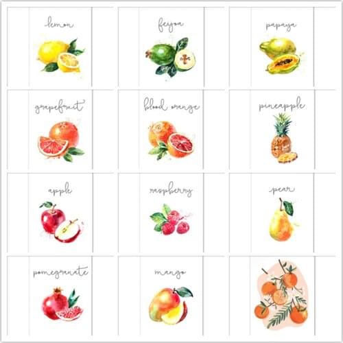 Gourmet Apple Lemon Pear Fruit Posters and Prints Nordic Kitchen Wall Art Food Canvas Painting Picture For Living Room Decor