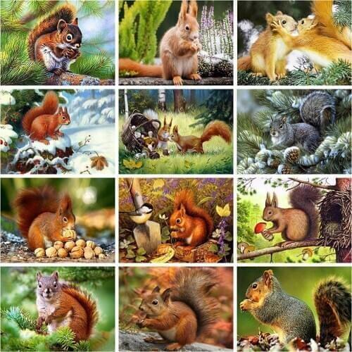 SHAYI 5D Diamond Painting Cute Little Squirrel Animal Full Square/Round Drill Embroidery Cross Stitch Home Decoration Painting