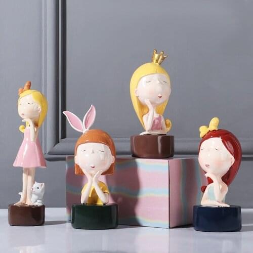 Modern Art Resin Cute Girl Decoration Character Sculpture Decoration Living Room Bedroom Crafts Home Furnishings Birthday Gifts