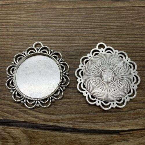 2pcs 25mm Glass Cabochon Alloy Material Cameo Base Setting Jewelry Findings Pendant Bracelet Jewelry Making #1516