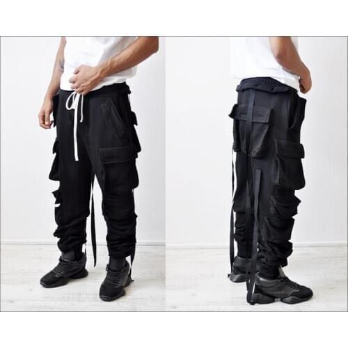 Relaxed Cutting Multi-pocket Cargo Construction Casual Tooling Streamers Beam Tactical Pants
