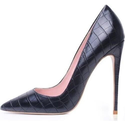 Brand Shoes Pumps Patent Leather Slip On 12CM Thin High Heels Pointed Toe Fashion Party Office & Career Shallow Women Shoes 2020