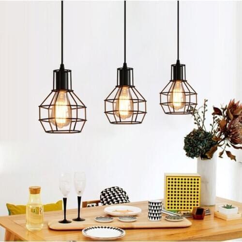 Vintage Industrial Style black pendant lights Designer Art Hanging Lamp E27 Loft Corridor Iron Cage Small Lighting