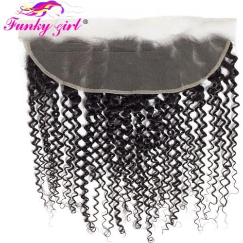 Funky Girl Malaysia Deep Curly Human Hair Ear to Ear 13X4 Lace Frontal Closure With Baby Hair Pre Plucked Remy 4X4 Lace Closure