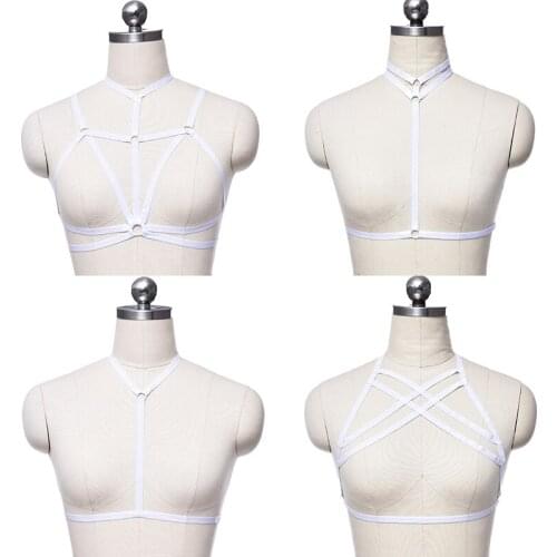 HANAERNES Women Straps Bra Garter Body Belts Waist To Leg Body Bondage Cage Straps Lingerie Punk Gothic Bondage Crop Cosplay