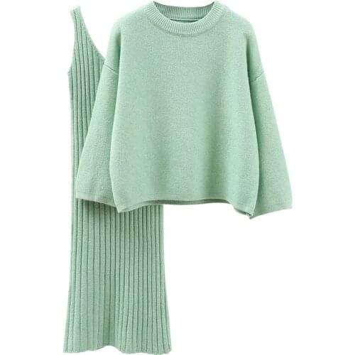 WOmen Sweaters and Pullovers 2021 Hot Sale Winter Female O-neck Flare-Sleeved Solid Solid Pullovers Knitted Warm Tops