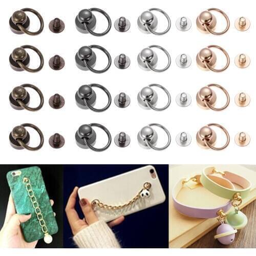 10Pcs/Bag Round Head Ring Spikes With Screws Brass Punk Garment Rivet Stud for Bag/Hat/Shoe/Leather Choker Phone Case DIY Crafts