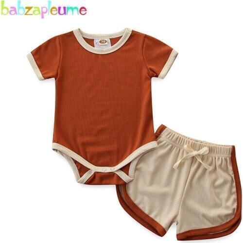 2Piece Summer Newborn Outfits For Baby Boys Clothes Fashion Casual Short Sleeve Cotton Bodysuit+Shorts Infant Clothing Sets 1920
