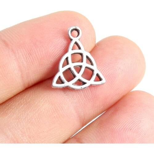 20pcs Triquetra Trinity Celtic Knot Pagan Tibetan Silver Color Charm Pendants Accessories Jewelry Diy Handmade Earring Wholesale
