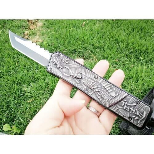 3D Warrior Hellhound 440 Blade Dual Action Pocket Folding Fixed Blade Knife Hunting Fishing EDC Survival Tool Knives