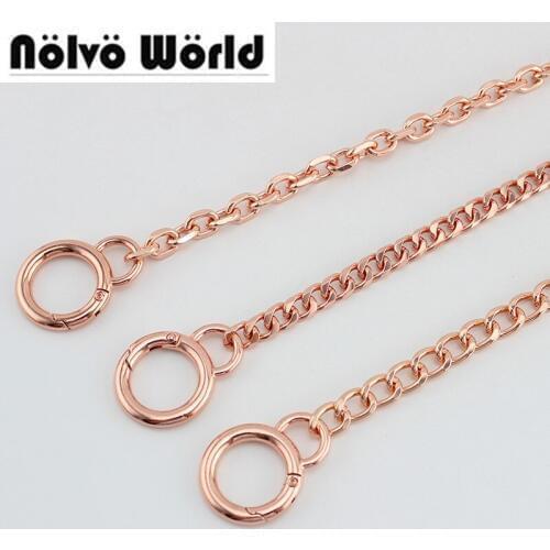 5pcs Rose gold lacquer Chain,Double ring spring gate rings high fashion Bags Purses Strap Replacement Chains Handle
