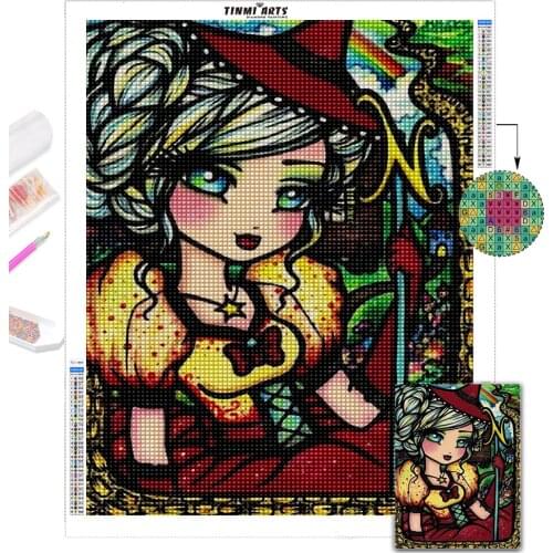 5D DIY Diamond Painting Kits Full Round With AB Drill Cartoon Fairy Girl Mermaid Embroidery Mosaic Home Decor