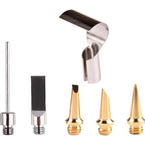 6Pcs Replacement Copper Tips Nozzle Kit For Hs-1115K / Mt-100 Aerated Flame Butane Gas Soldering Iron Cordless Welding Tools Gas