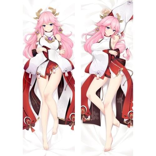 Anime Genshin Impact Dakimakura Yae Miko Hugging Body Pillow Case Yaemiko Cos Otaku Throw Bedding Cushion Pillowcase Peachskin