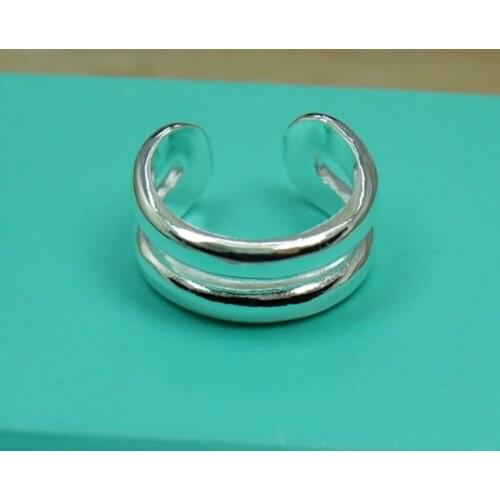 BABYLLNT 925 Sterling Silver Open Double Line Rings Female Couple Rings Jewelry Elegant Retro Party Gift