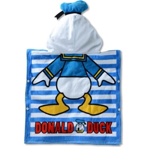 Disney Popular Cartoon Minnie Mickey Donald Duck Winnie The Pooh Childrens Hooded Bath Towel Cape Suction Bathrobe 120x60cm