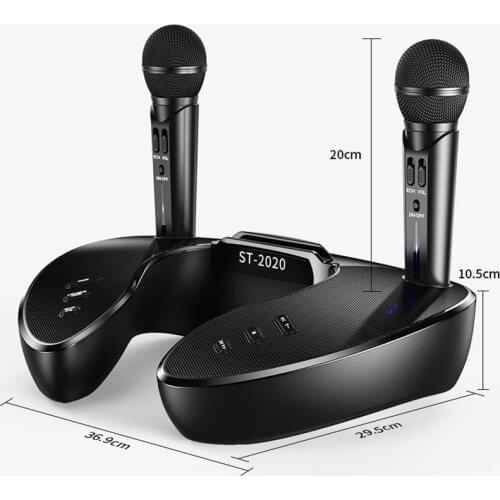 Home KTV bluetooth speaker dual microphone singing subwoofer with clock LED display Music Center box Karaoke wireless speaker