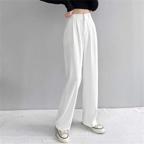 Alien Kitty Autumn Solid Loose Straight Stylish New Trousers 2021 All Match Casual Office Lady Wide Leg Streetwear Hot Pants