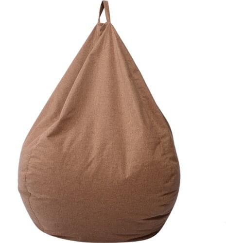 Brown Lazy Sofa Cover Without Filling Tatami Bean Bag Couch Cover Linen Cloth Pouf Puff Chair Covers Living Room Furniture Cover