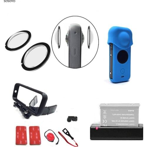 Battery Charger Lens Cover Silicone Case Motorcycle Helmet Frame Flodable Strap Mount Holder Set For Insta360 one X2 Accessories