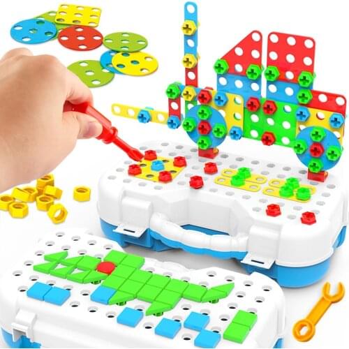 Drill Screw 3D Creative Jigsaw Puzzle Building Block DIY Manual Drill Set Bricks Educational Toys For Children Gifts
