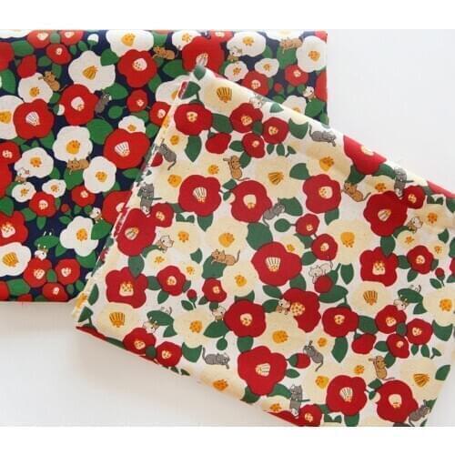 Cotton Linen Flower Printed Fabric DIY Patchwork Home Textiles Materials Cute Japanese Style Fabric For Sewing Bags Tablecloths