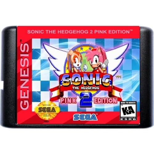 Sonic 2 Pink Edition 16 Bit MD Game Card For Sega Mega Drive For Genesis