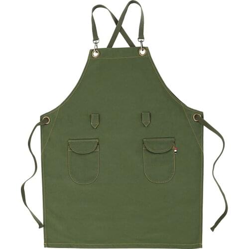 Customized personalized fashion canvas apron kitchen stain resistant restaurant coffee milk tea shop creative work clothes