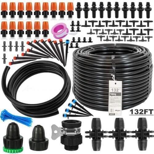 40M DIY Drip Irrigation Kit 132ft Irrigation Tubing System for Garden/Greenhouse Automatic Watering Irrigation Kit Adjustable