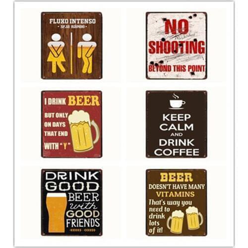 Creative 20*30cm Iron Painting Cafe Bar Decoration Tin Sign Vintage Metal Poster Decorative Metal Plate Plaques Wall Sticker
