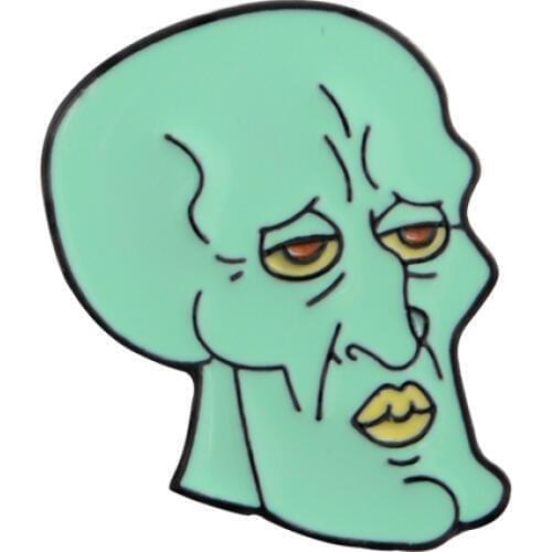 Green Head Metal Enamel Brooch Cute Personality Badge Pin Men And Women Trendy Clothing Backpack Jewelry Accessories Gift