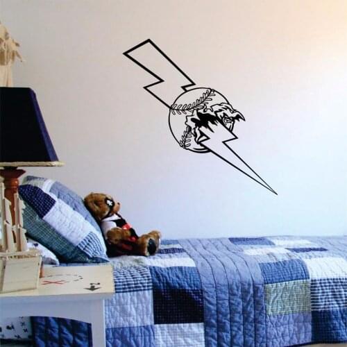 Lightning Bolt Baseball Wall Decal Wall Vinyl Sticker Art Sports Mural Poster Wall Stickers Muraux Bedroom Home Decal Decor A429