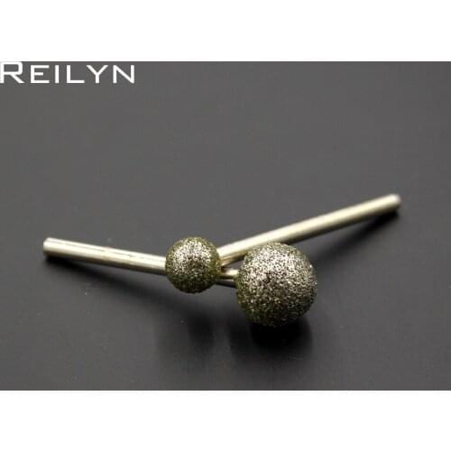 Freeshipping 60# Emergy grinding bits shank 3mm ball shape bit abrasive block 3mm/4mm/5mm/6mm/8mm/10mm/12mm for rotary tools