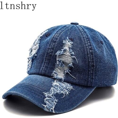 2021 new women Baseball cap adjustable Womens Distressed Hole Embroidery Simple Baseball Cap For Men Female Leisure Cowboy Hat