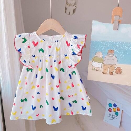 2021 Summer New Girls Dress O-neck Sleeveless Outfits Korean Cotton Kids Outwears Simple Casual Clothes