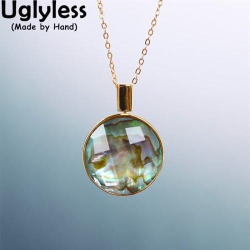 Uglyless Natural Abalone Shell Necklaces for Women Opening Sachet Pendants Photo Folder Jewelry 925 Sterling Silver + Chains