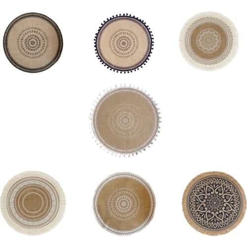 38cm Diameter Woven Coasters Nordic Placemats Cotton And Linen Dining Table Potholders Shooting Props, Home Jute Decorative Mats