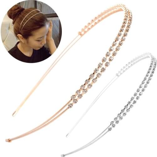 1PC Fashion Gold and Silver Hairband Elegant Ladies Girls Crystal Rhinestone Pearl Headband Head Piece Hair Accessories