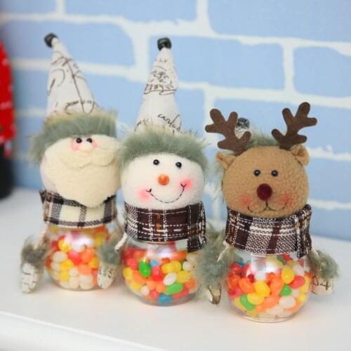 Christmas Decorations Childrens Candy Gift Box Gray Cartoon Santa Candy Jar Storage Bottle For Home Happy New Year 2022
