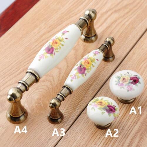 128mm Vintage rural ceramic dresser doorhandles bronze drawer cabinet knobs pulls 96mm rustico retro furniture handles 3.75" 5"