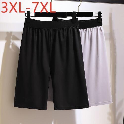 New 2021 ladies summer plus size basic shorts for women large slim casual black gray elastic thin shorts 3XL 4XL 5XL 6XL 7XL