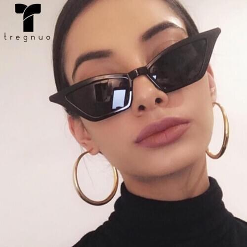 TREGNUO 2021 Woman Sunglasses Fashion Cat Eye Sunglasses Outdoor Colorful Sunscreen Solid Color Unisex UV400
