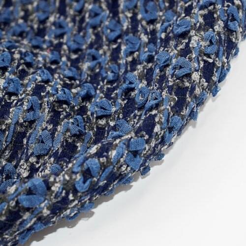 Deep blue weaving tweed fabric for coat tissus au mètre telas por metro ткань для шитья tela sewing by the yard tecido tissu DIY